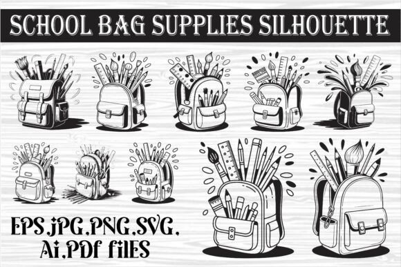 Child School Bag Line Art Symbol Vector