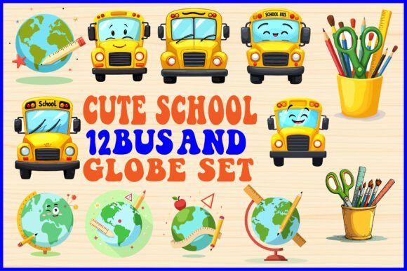 Evaluating the Cute School Bus Globe Clipart Set for Educational Design Projects