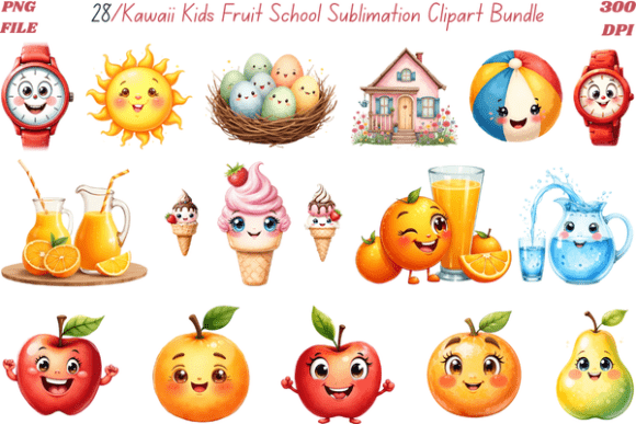 Kawaii Kids School Sublimation Clipart