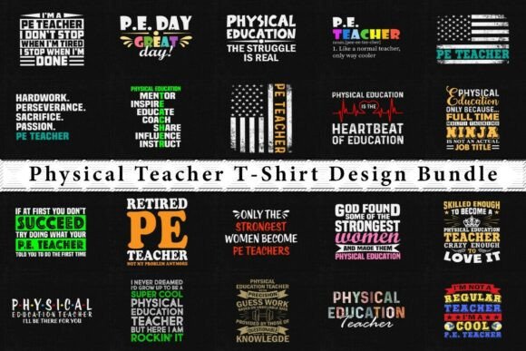 PE Teacher Graphic Design Bundle: Style & Spirit