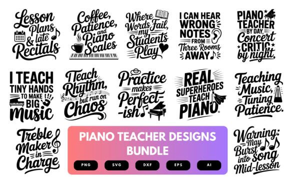 Piano Teacher SVG Bundle: Designs for Educators