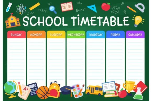 School Timetable. Weekly Planner