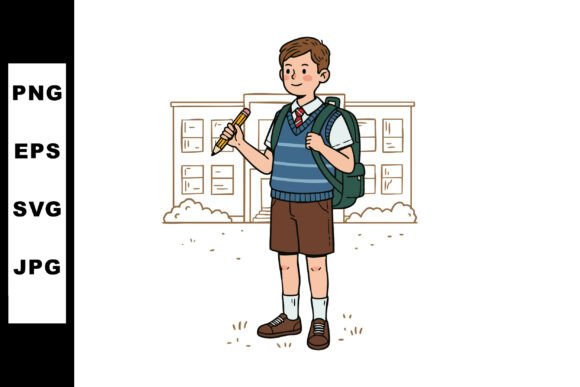 Schoolboy with Backpack Holding Pencil I: A Versatile Visual Resource for Education