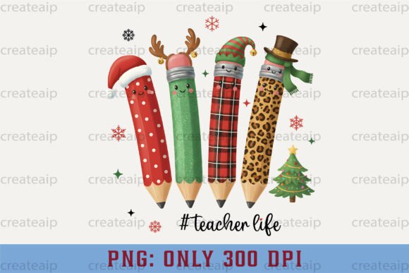 Teacher Life Christmas Pencils PNG: A Festive Design Asset